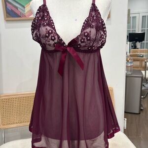 Vintage sheer beaded babydoll top!